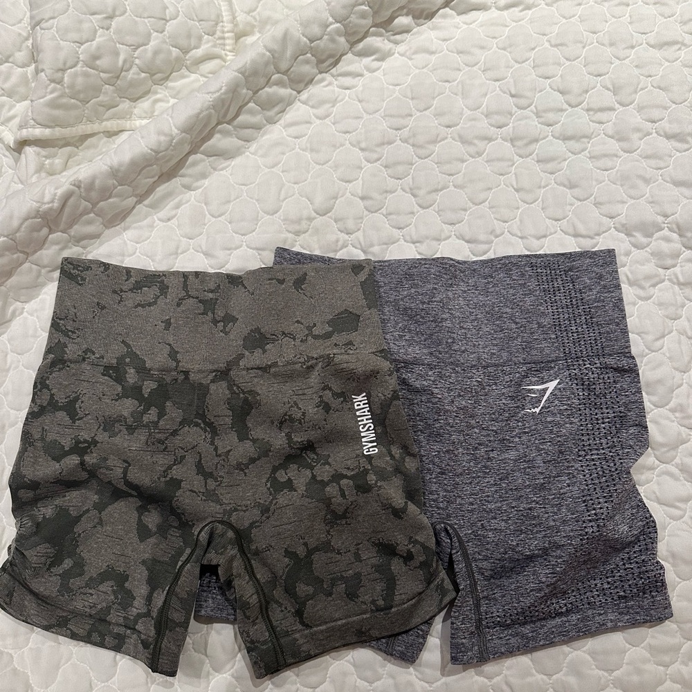 Gymshark Black Camo and Gray Shorts Duo